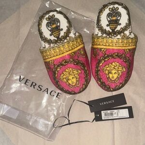Versace Vibrant Pink and Gold Footwear